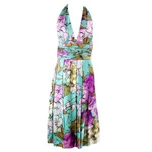 Adrianna Papell Floral Print Halter Dress Size 8